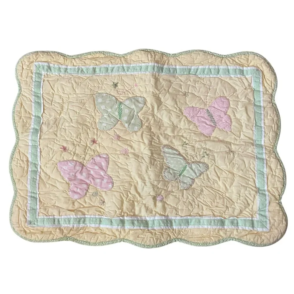 Pottery Barn Kids Standard Sham Quilted Patchwork Polka Dot Butterflies